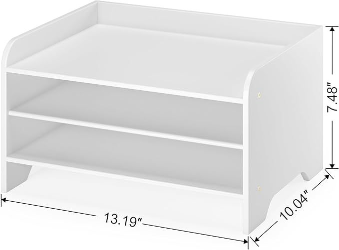 Desk File Organizer 4-Tier Desktop Paper Mail Organizer Document Holder for Home Office Supplies, Office Desk Accessories & Workspace (White)