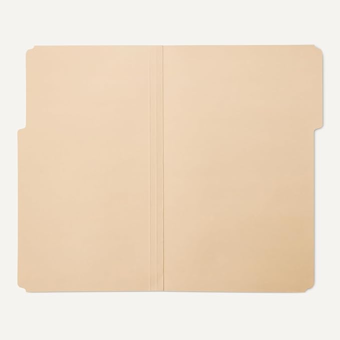 Amazon Basics 100% Recycled File Folder, 1/3-Cut Tab, Legal Size, Manila, Pack of 100