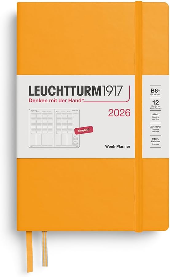 LEUCHTTURM1917 - Week Planner 2026, Hardcover, Paperback (B6+), Rising Sun (Jan 1 - Dec 31, 2026)