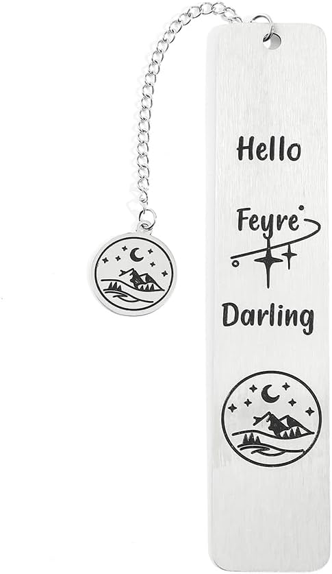 Stainless Steel Acotar Bookmark with Tassel, Acotar Inspirational Creative Moon Mountains Text Book Marks for Reading Women Men Collection, Books Accessories (Silver 2 Sides Style 1)
