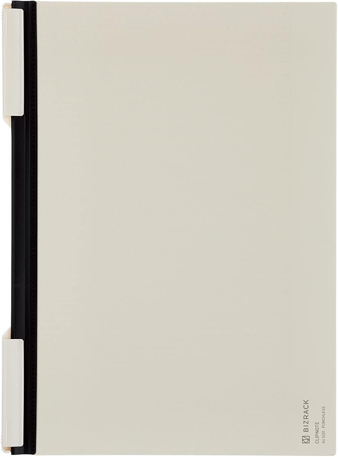 KOKUYO Bizrack Clipnote Punchless, Clip Folder, Holds up to 25 Sheets, A4-S, Off-White (NO-BRCN202W)