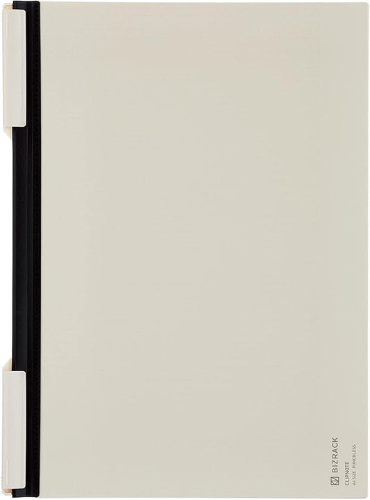 KOKUYO Bizrack Clipnote Punchless, Clip Folder, Holds up to 25 Sheets, A4-S, Off-White (NO-BRCN202W)
