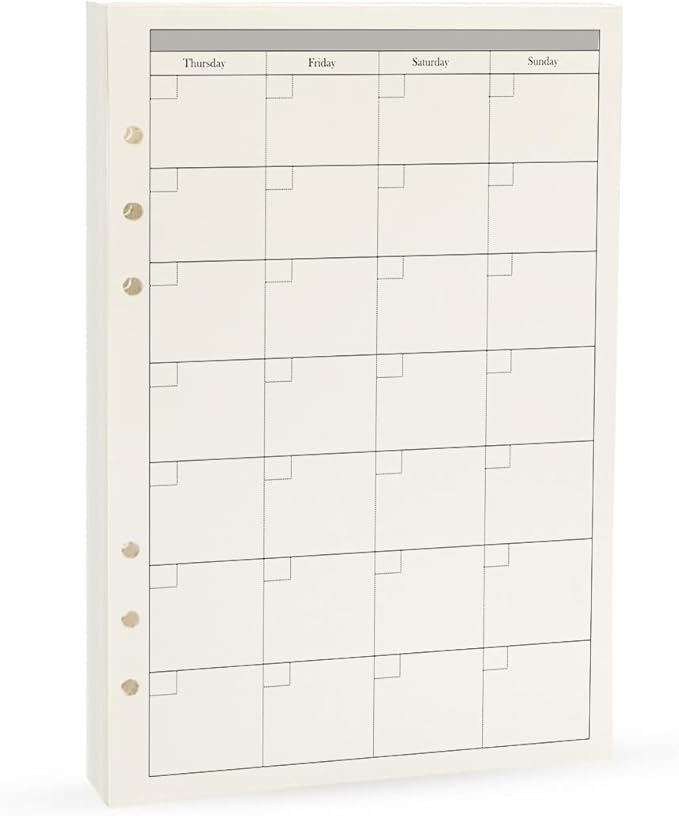 6 Ring Binder Refill, Undated A5 Planner Inserts, Monthly Planner Refill for Compatible with Filofax, Tracker Book, 45sheets/90pages, Harphia(A5 5.59 x 8.27'',Monthly)