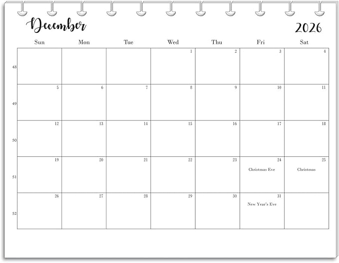 2026 Monthly Refills for 11-Disc Letter Size Planners, Monthly Calendar Inserts Compatible with Happy Planner ARC and TUL (B/W, 11-Disc)