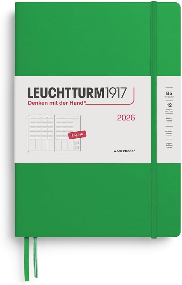 LEUCHTTURM1917 - Week Planner 2026, Hardcover, Composition (B5), Spring Leaf (Jan 1 - Dec 31, 2026)