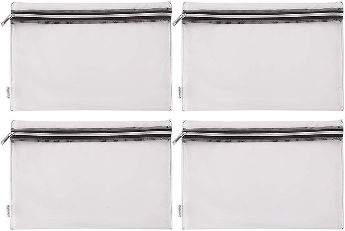 Clear Vinyl Zipper Multi-purpose Waterproof Office Home Supply Organizers toiletry Pouch Tool Bag 4-pack