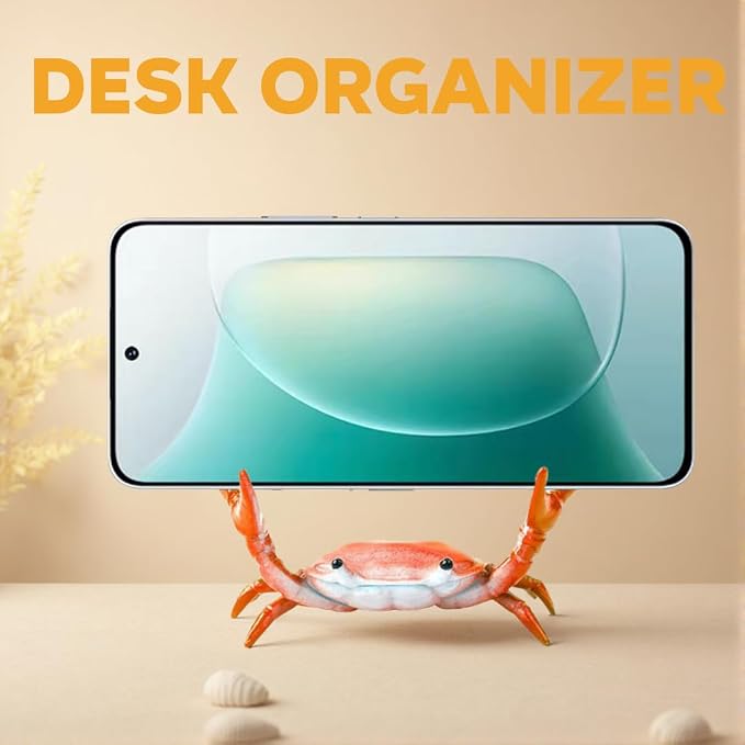 Crab Pen Holder Sturdy Desk Crab Pen Holder for Pencils Lipsticks Eyebrow Pencils Office Desk Accessories for Home Office School desk organizer Cute Multifunctional crab pencil holder Gift (Brown)