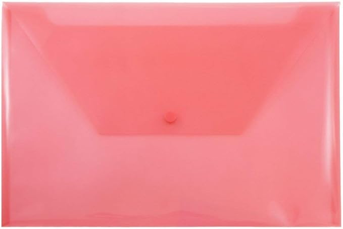 JAM PAPER Plastic Envelopes with Snap Closure - Legal Booklet - 9 3/4 x 14 1/2 - Assorted Colors - 6/Pack