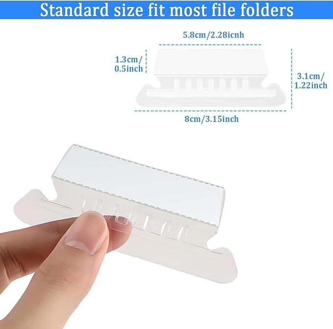 200 Sets File Folder Tabs, Insertable Plastic Tabs Hanging Folder Tabs,200 Pcs Hanging File Folder Tabs with 400Pcs Inserts for Hanging Folders (Clear (200Pcs))