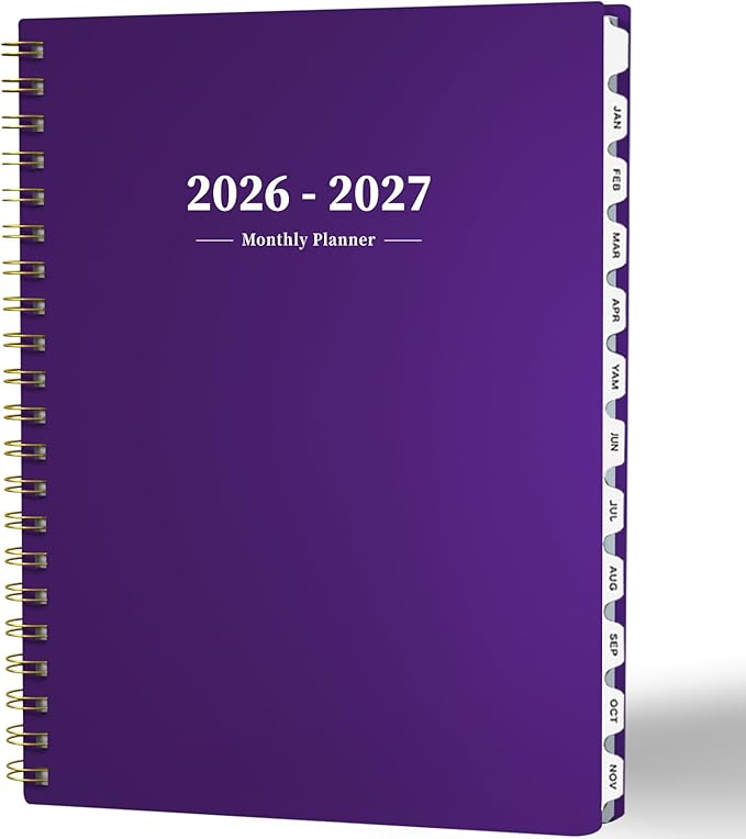 Ymumuda 2026 Planner-2 Year Monthly Planner 2026-2027, JAN.2026 - DEC.2027, 8.5" x 11", 26-27 Monthly Calendar,Large Planner with Spiral Bound, 24 Months Perfect for School Office Schedule - Purple