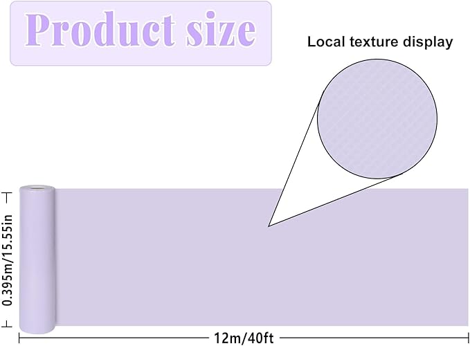 Purple Lavender Bulletin Board Roll Pastel Purple Reusable Waterproof Erasable Bulletin Board Poster Non-Woven Fabric Bulletin Wrapping Paper for Mother's Day Easter Classroom Decor 15.55inx40ft