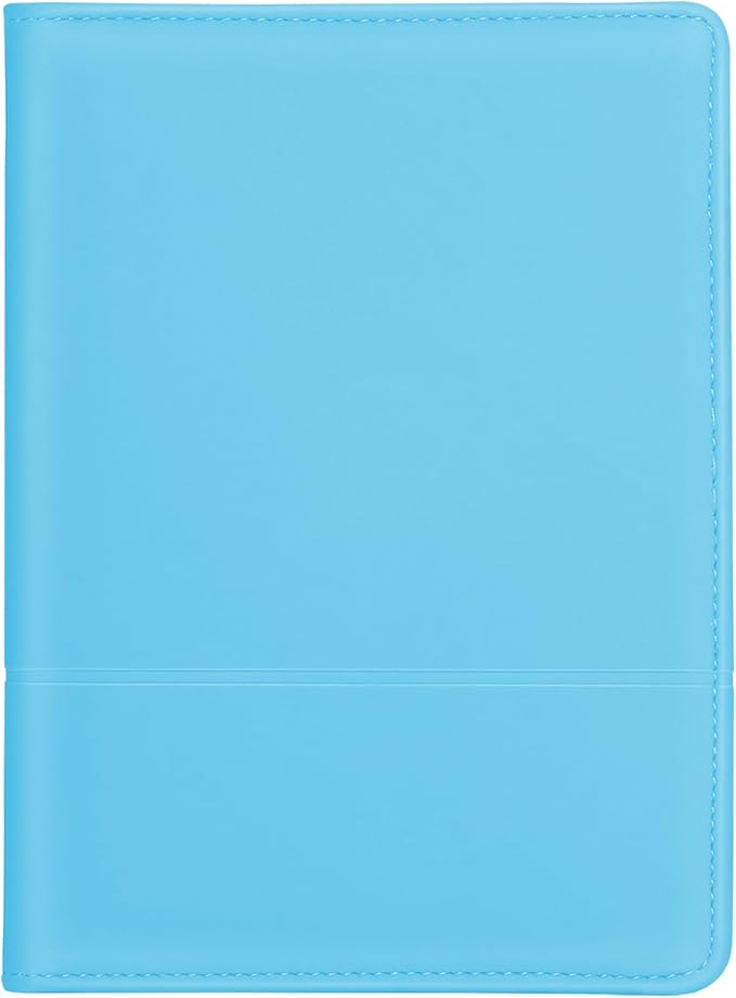 A5 Padfolio Business Portfolio Folder,Junior Size Document Folder Organizer, Padfolio with Interior Pocket and Pen Loop, 5 x 8 Writing Pad Included,Light Blue.