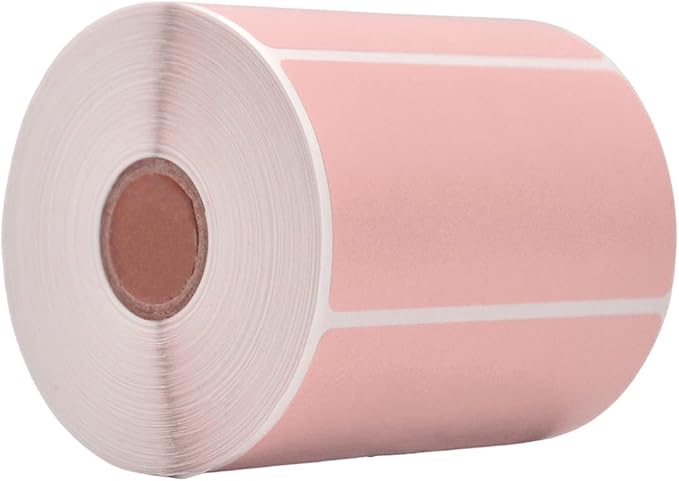 WOD Pink Direct Thermal Label Rolls - 4 x 2 inch, 725 Nametag Stickers per Roll, Permanent Adhesive for Color Coding, Labeling, Inventory Management at Home, Business, and Classroom.