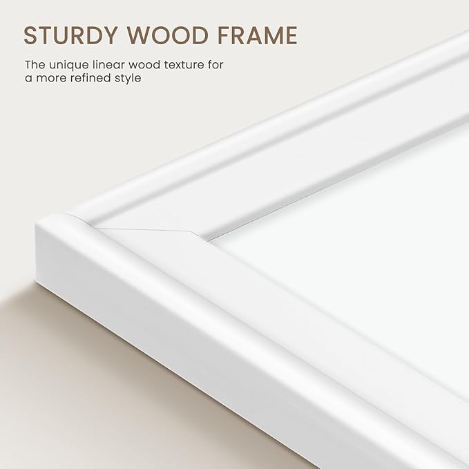 White Board for Wall, 17" x 13" Magnetic Dry Erase Board, Decorative Wooden Frame Whiteboard, Wall Mounted, Aesthetic Writing Board for Home, Office, School - White
