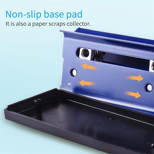 Adjustable Desktop Metal 4 Hole Punch 10 Sheet Capacity Paper with Waste Collector(E)