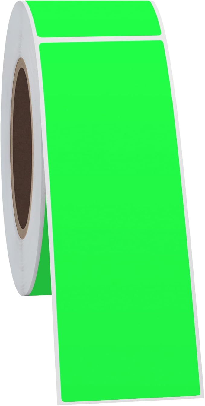 Hybsk 1x3 Inch Color-Code Labels Fluorescent Green Sticker Rectangle 500 Labels Per Roll (Fluorescent Green)