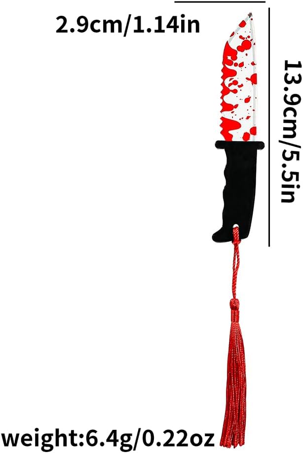 Horror Movie Knife Acrylic Bookmark, Gothic Character Dagger with Tassel,Book Lover Book Mark Halloween & Christmas Gift(4PC Knife)