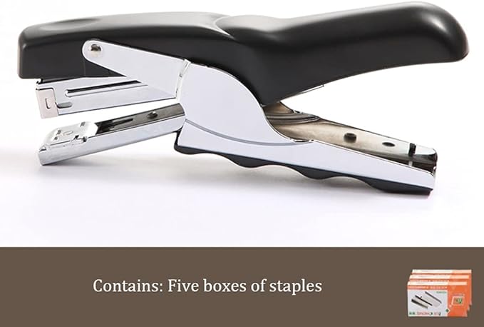 Creative Stapler Plier Stapler Heavy Duty Office Stapler Hand Held 20-Sheet for Desktop Office Work Student Teacher Large Capacity No Jam Stapler for Gifts Stapler (Color : Black, Size : 10