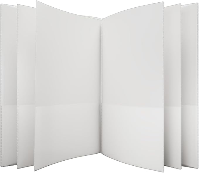 Nicky's® Multi Pocket Organizer, 10 or 14 Page Folder, Water Proof, Patented Tear-Resistant, Flexible Plastic, Proudly Made in USA, Binder Substitute. (10-in1 White)