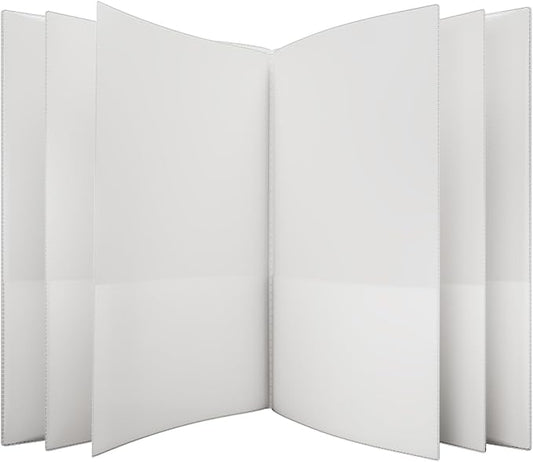 Nicky's® Multi Pocket Organizer, 10 or 14 Page Folder, Water Proof, Patented Tear-Resistant, Flexible Plastic, Proudly Made in USA, Binder Substitute. (10-in1 White)