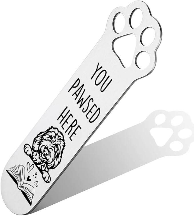 FOKCBOCM Goldendoodle Gifts, Goldendoodle Dog Bookmark for Goldendoodle Dog Lover Book Lovers Bookworm Bookish Nerd, Bookmark Dog Lover, Book Club Gifts for Reader Dog Owner Lover-DX129, Silver