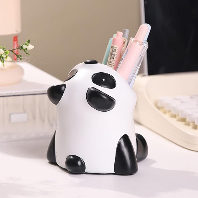 Funny Big Mouth Animals Pen Holder for Office Desk Accessories, Cute Cartoon Animals Makeup Brush Holder Pencil Cup Toothbrush Holder Vanity Organizer Kawaii Home Decor (Panda)
