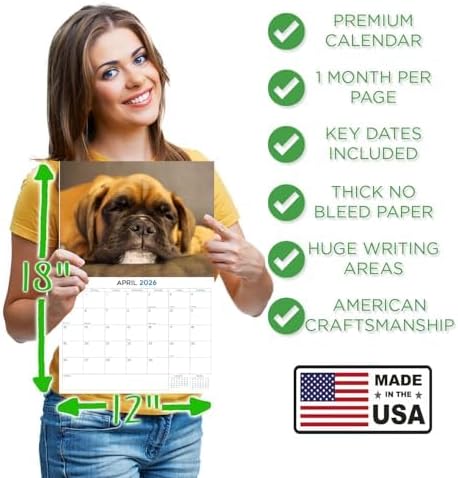 2025 2026 Boxer Puppies Calendar - Dog Breed Monthly Wall Calendar - 12" x 18" Open - Thick No-Bleed Paper - Giftable - Academic Teacher's Planner Calendar Organizing & Planning - Made in USA