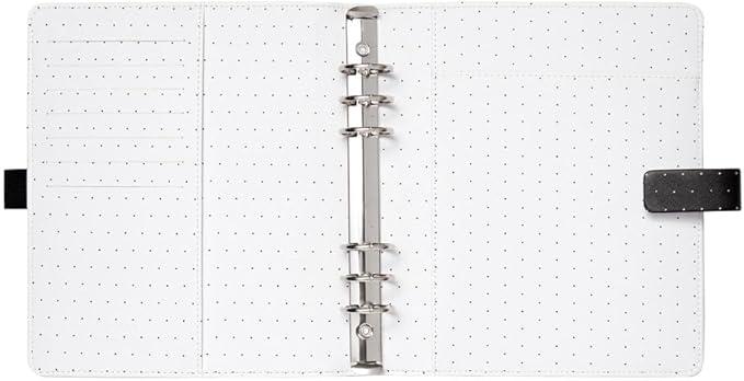Filofax Moonlight Organizer, A5 Size, Black - Leather-Look, Gold Accents, Six Rings, Week-to-View Calendar Diary, Multilingual, 2025 (C022655-25)