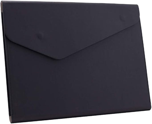 PU Leather A4 File Folder Document Holder Waterproof Portfolio Envelope Folder Case with Invisible Magnetic Closure Black
