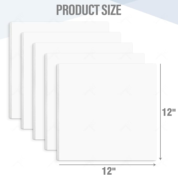 Golden State Art, White Foam Boards 12 Pack 12x12 Foam Core Board, 1/8" Thick Acid Free Foam Poster Board for Modeling, Billboard, Projects, Paintings and Display