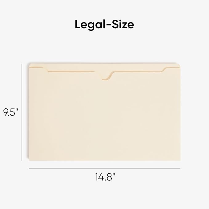 Smead File Jacket, Reinforced Straight-Cut Tab, 2" Expansion, Legal Size, Manila, Value Filing Pack of 50