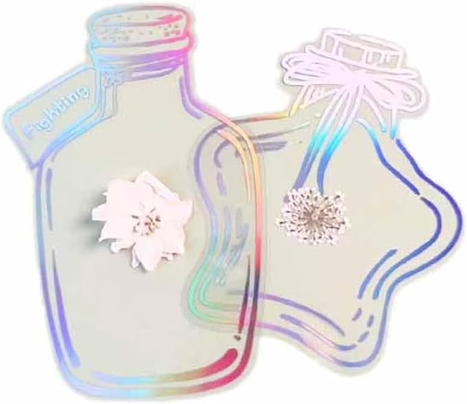 20PC Large Size Coloful Bookmark, Flower Page Clips Bookmarks, Children Gifts Handmade DIY Transparent Beautiful Flower Page, Glass Bottle Wishing Bottle Stickerr