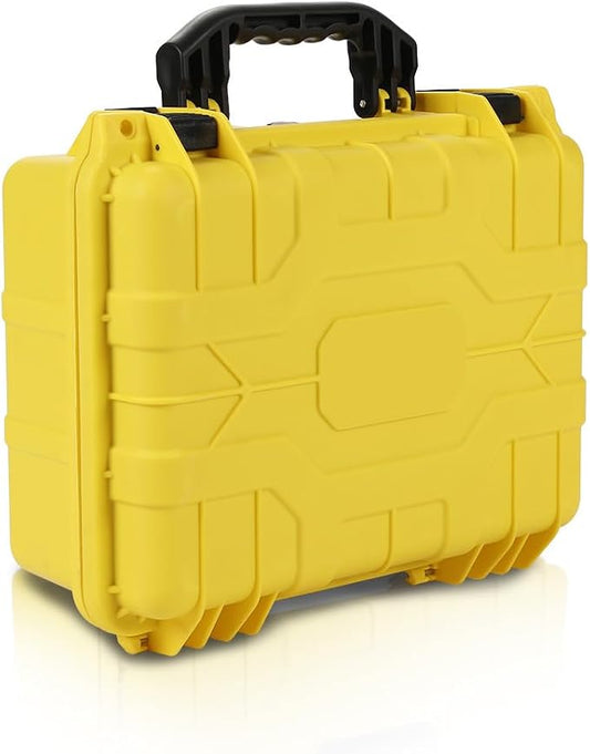 CROSSDESIGN Storage Box for Collectible Cards, Tools, Screws, Craft Supplies DIY Adjustable Organizer Box with Removable Dividers & Protective Foam, Lightweight Stackable Storage Container Yellow