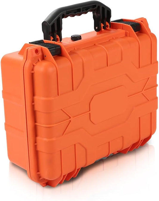 CROSSDESIGN Adjustable Storage Box for Collectible Cards, Tools & Craft Supplies, Organizer Container with Removable Dividers and Protective Foam, Lightweight Stackable Design, Orange 1PCS