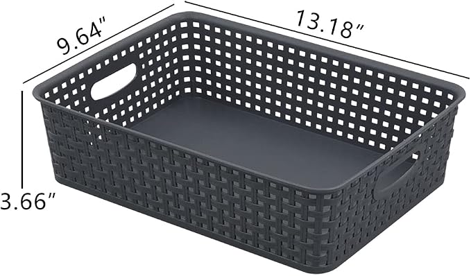 Idotry 4 Packs Plastic Paper Storage Basket, Gray