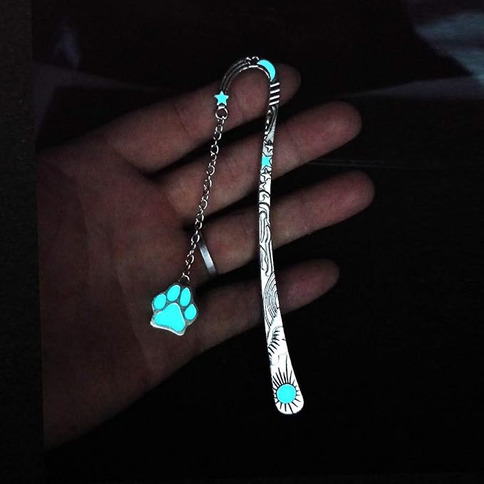 Luminous Bookmark, Retro Glow in The Dark Reading Bookmarks for Women Men Lovers,Book Markers with Pendant Holiday Gifts