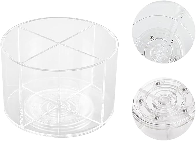 Drinks Packet Organizer,Acrylic Clear 360°Rotating Storage 4 Compartments for Small-Packaged Beverages Office Supplies