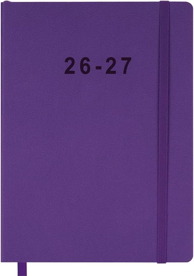 26-27 Academic Planner - Weekly and Monthly Planner, Jul 2026 - Jun 2027, Vegan Leather Cover, Elastic Closure, 7”x9.25”, Purple