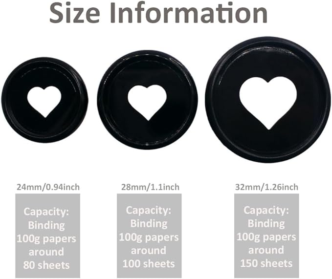 100pcs Planner Expander Discs 0.94Inch Book Binding Disc For Discbound Notebook Accessories Heart Binder Rings(Black,0.94inch/24 mm)