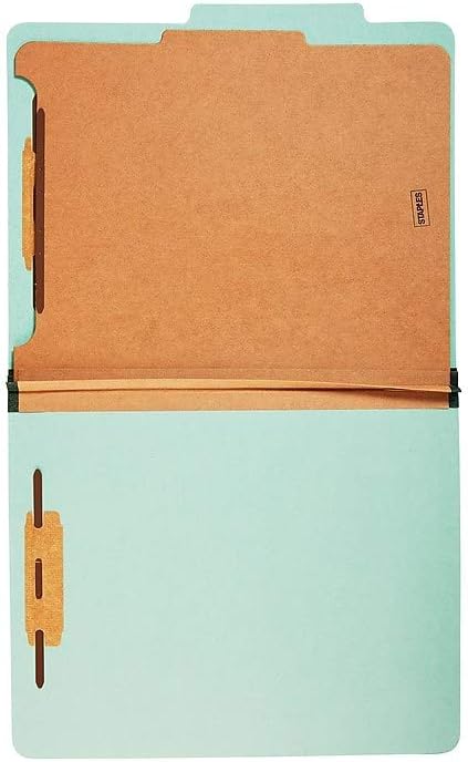Staples Colored Pressboard Classification Folder, Letter Size, 1 Partition, Green, Durable Construction, 20/Pack