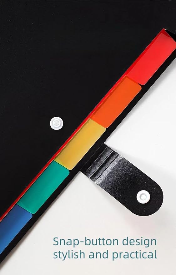 Black Accordion File Folder 8 Pockets Expanding File Organize with Labels,A4 Letter Size Paper Document Receipt Organizer Accordion Filing Folder for Classroom,Home,Office