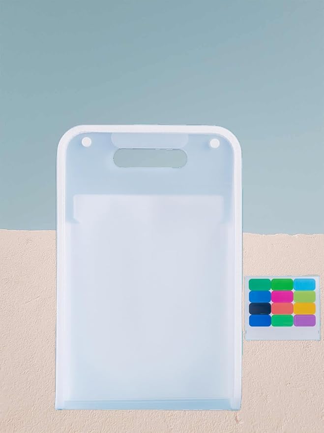 Translucent Accordion File Folder,13 Pockets Expanding File Organize with Labels,A4 Letter Size Document Receipt Organizer Accordion Filing Folder for School, Home,Office.(Clear White)