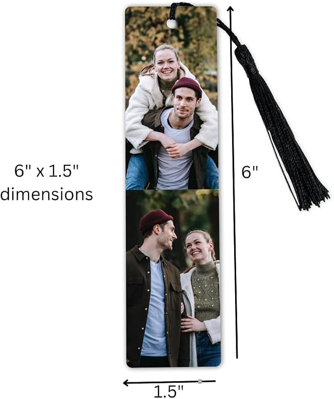 Custom Metal Bookmark with Personalized Photo and Text (2 Images)