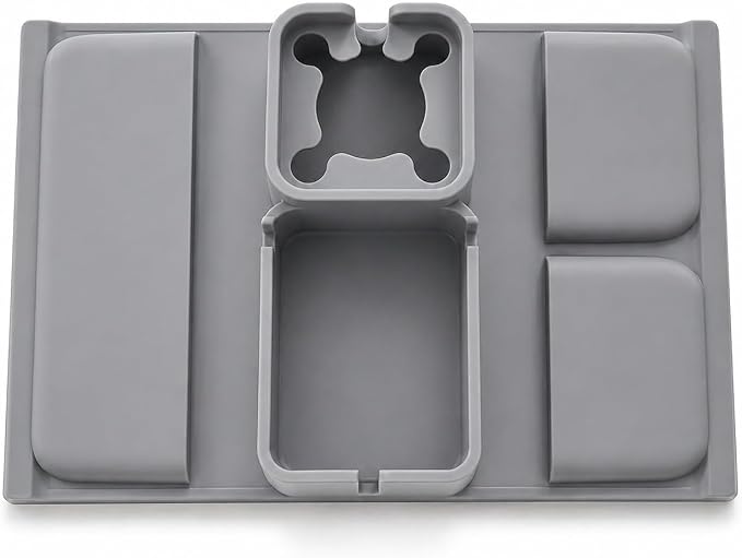 S V Adjustable Couch Armrest Tray with Cup Holder & Storage Pockets Non Slip Sofa Organizer for Drinks Phone Remote