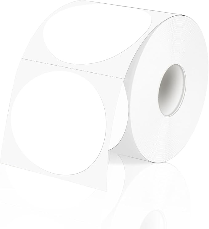 STARLIBOO 2 Inch Circle Thermal Sticker Labels, Self-Adhesive Round Direct Thermal Labels for Business, 600 Sheets/1 Roll