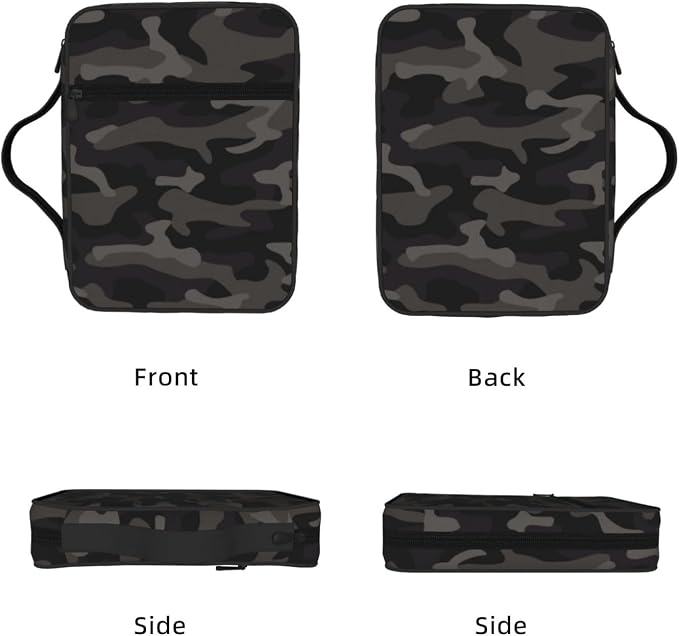 Camo Black and Grey Camouflage Bible Cover Case Carrying Book Protector Case Bible Study Supplies Accessories Holder Case Christian Gift for Women Men