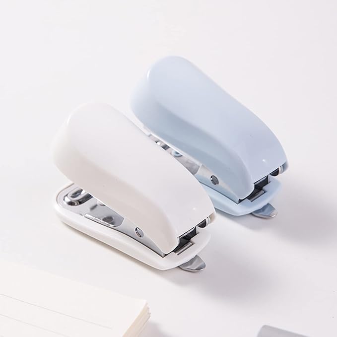 KUYWLMKMZZ Desk Stapler Office Stapler Set Office Stapler Desktop Stapler Compact Can Hold 12 Pages of Paper Student Supplies Blue and White 2 Pieces School Supplies (Color : A)