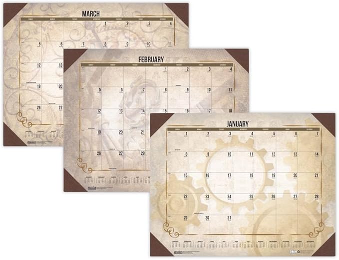 House of Doolittle 22 in. x 17 in. 12-Month (Jan-Dec) 2026 Recycled Vintage Desk Pad Calendar - Vintage Artwork/Sepia Sheets/Brown Corners