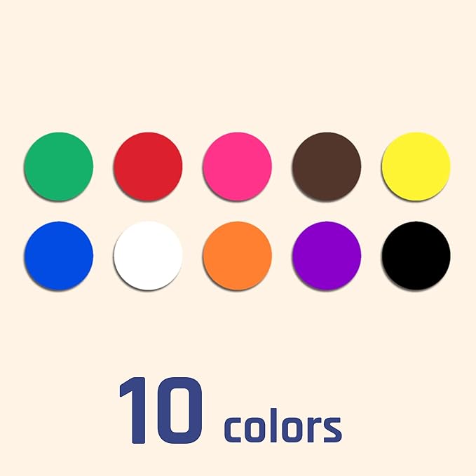 TownStix 2000 Pack, 3/4" Round Colored Dot Stickers Labels - 10 Assorted Colors