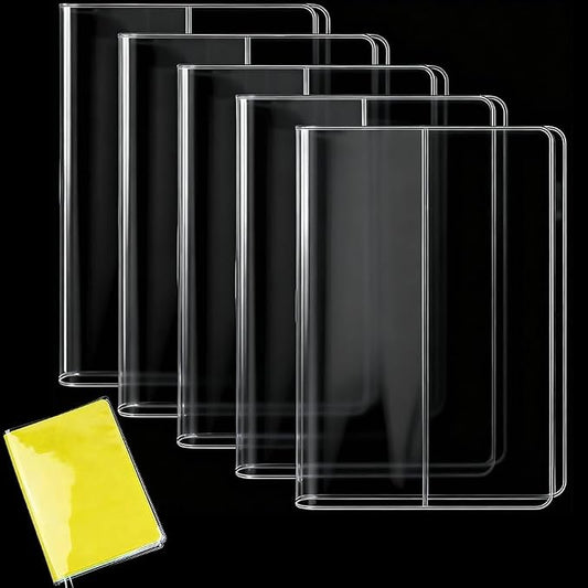 CRASPIRE 5 Pack A5 Clear Cover Transparent Planner Notebook Sleeve 8.7x12.7 Inch Plastic Journal Book PVC Waterproof Rectangle Protector Bag Pouches for Office Textbook Paperback Hardcover Book Lovers